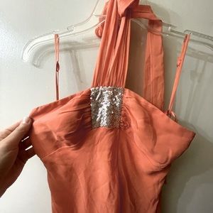 Long Flowing Peach Dressy Gown BCBG